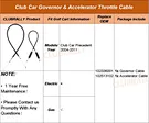 Gas governor accelerator cable for Club Car
